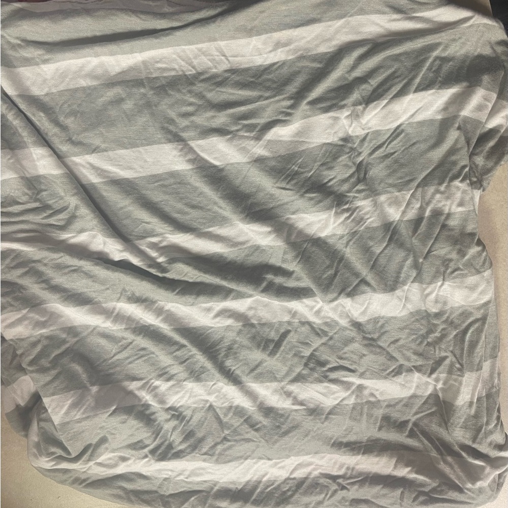 Striped Gray and White Baby CarSeat Canopy